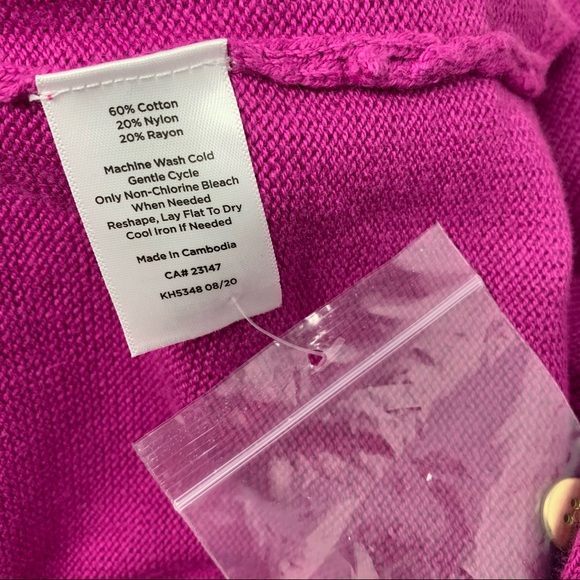 NEW Talbots Hot Pink button Cotton Sweater - Picture 8 of 10